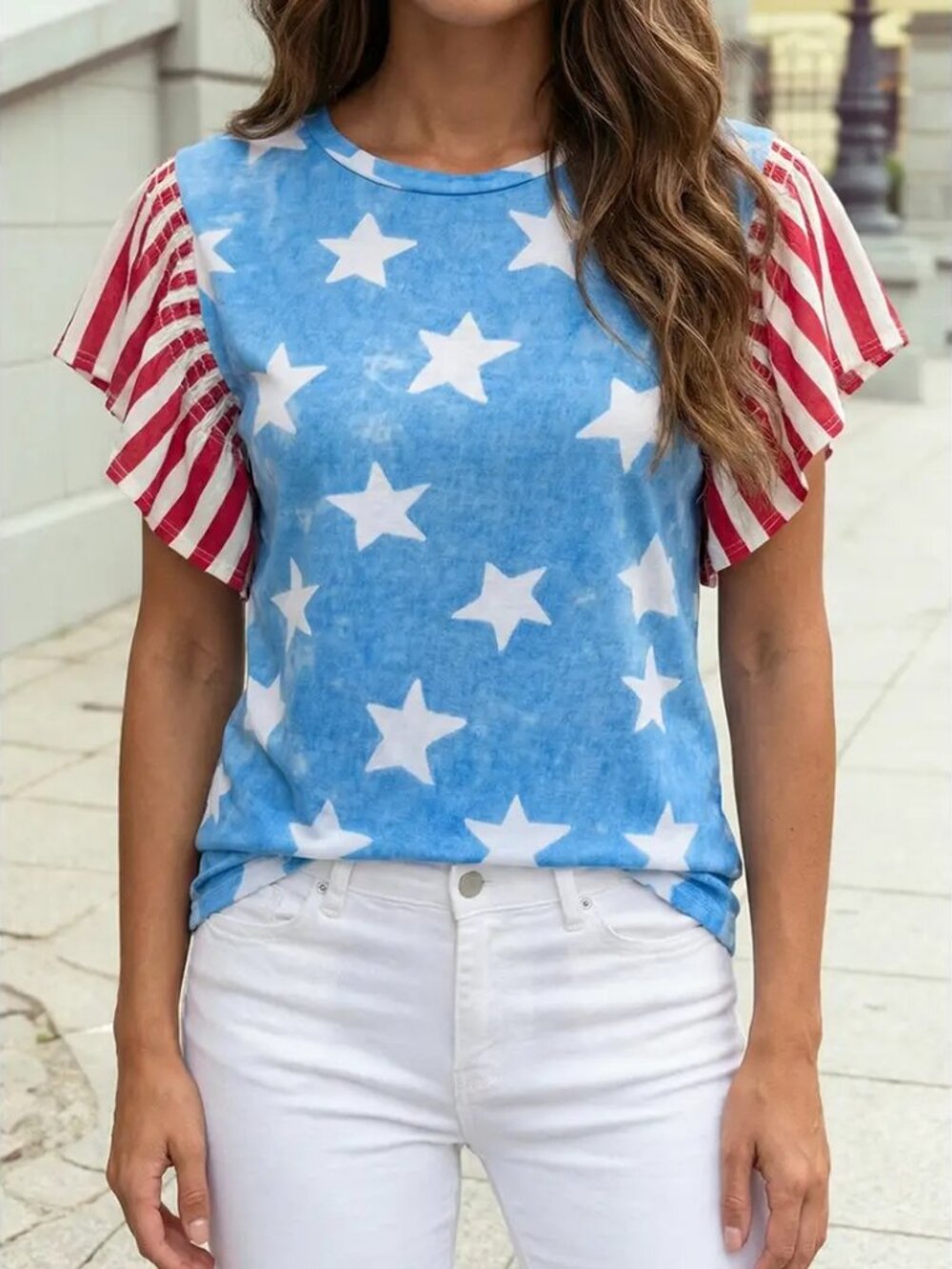 Stars Shirt with Ruffle Sleeves